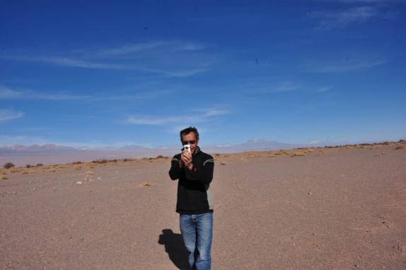 Filmando no deserto de Atacama, próximo à San Pedro de Atacama, no Chile